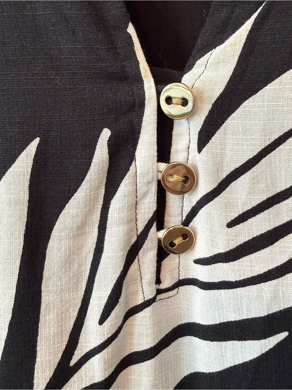 LOFT Palm Ruffle Button Dress - Picture 2 of 8